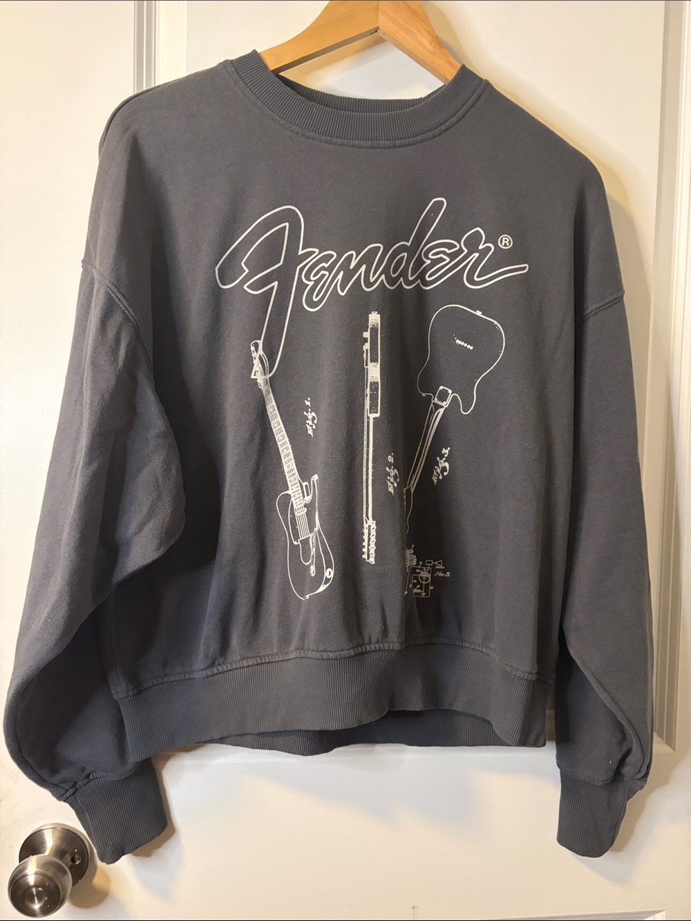 Fender Charcoal Gray Graphic Crewneck Sweatshirt by Divided